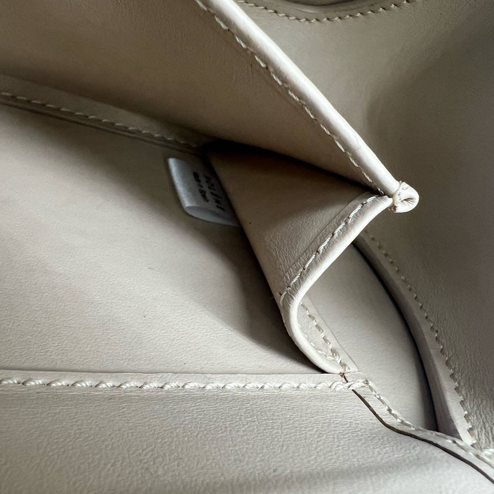 NEW POLÈNE Numero Six Sand Beige Leather Gold Hardware Round Clutch Wristlet - Picture 16 of 17